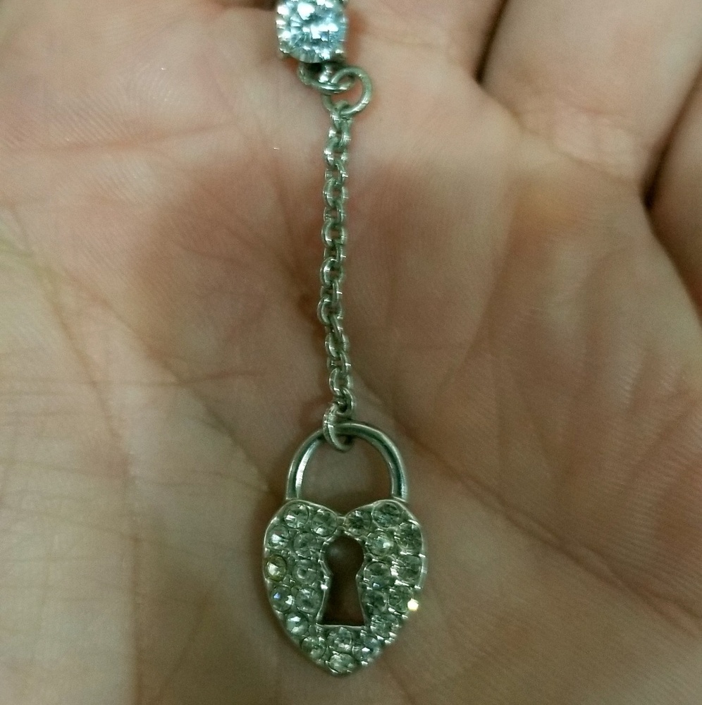 Diamond heart belly button ring